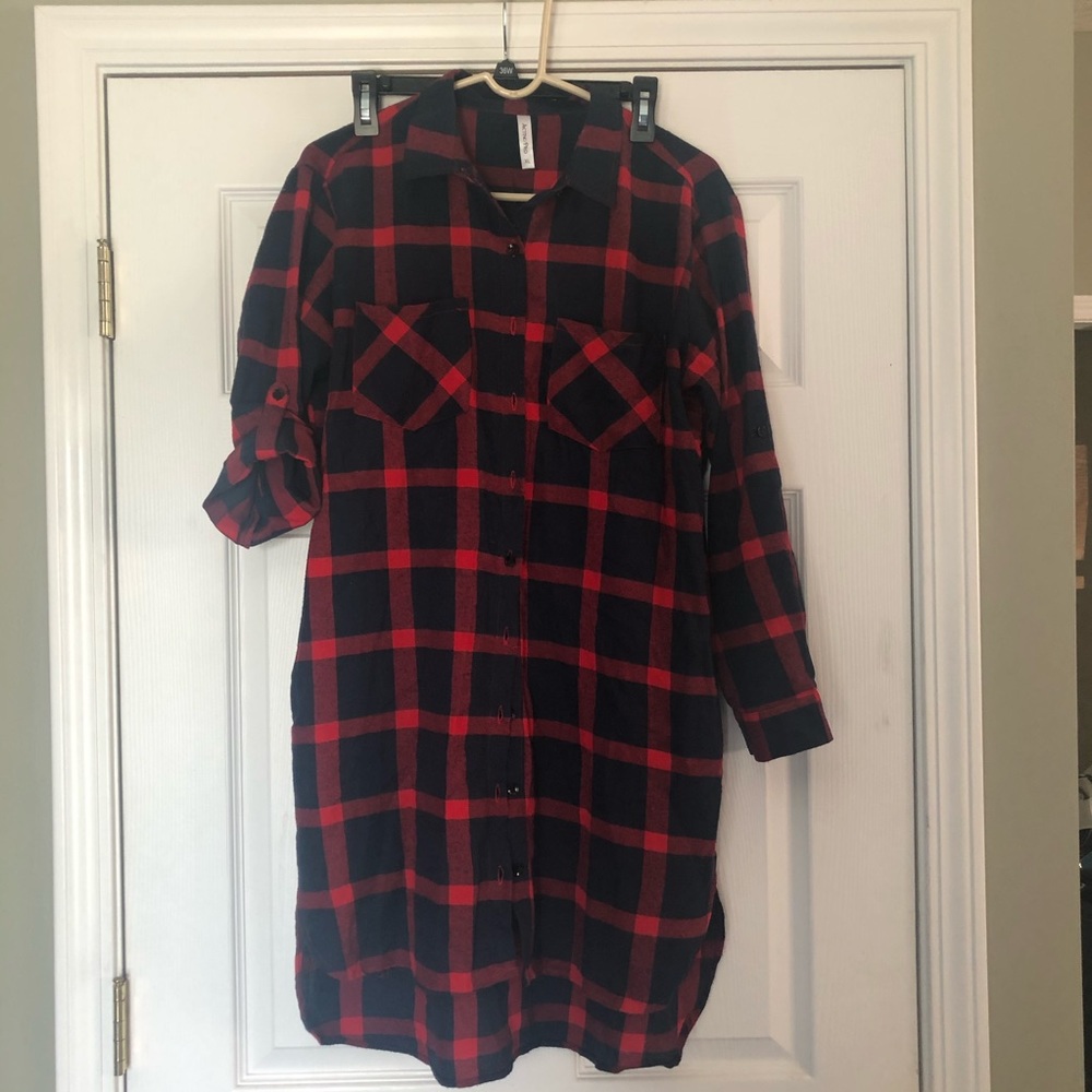 Navy/Red Plaid Tunic